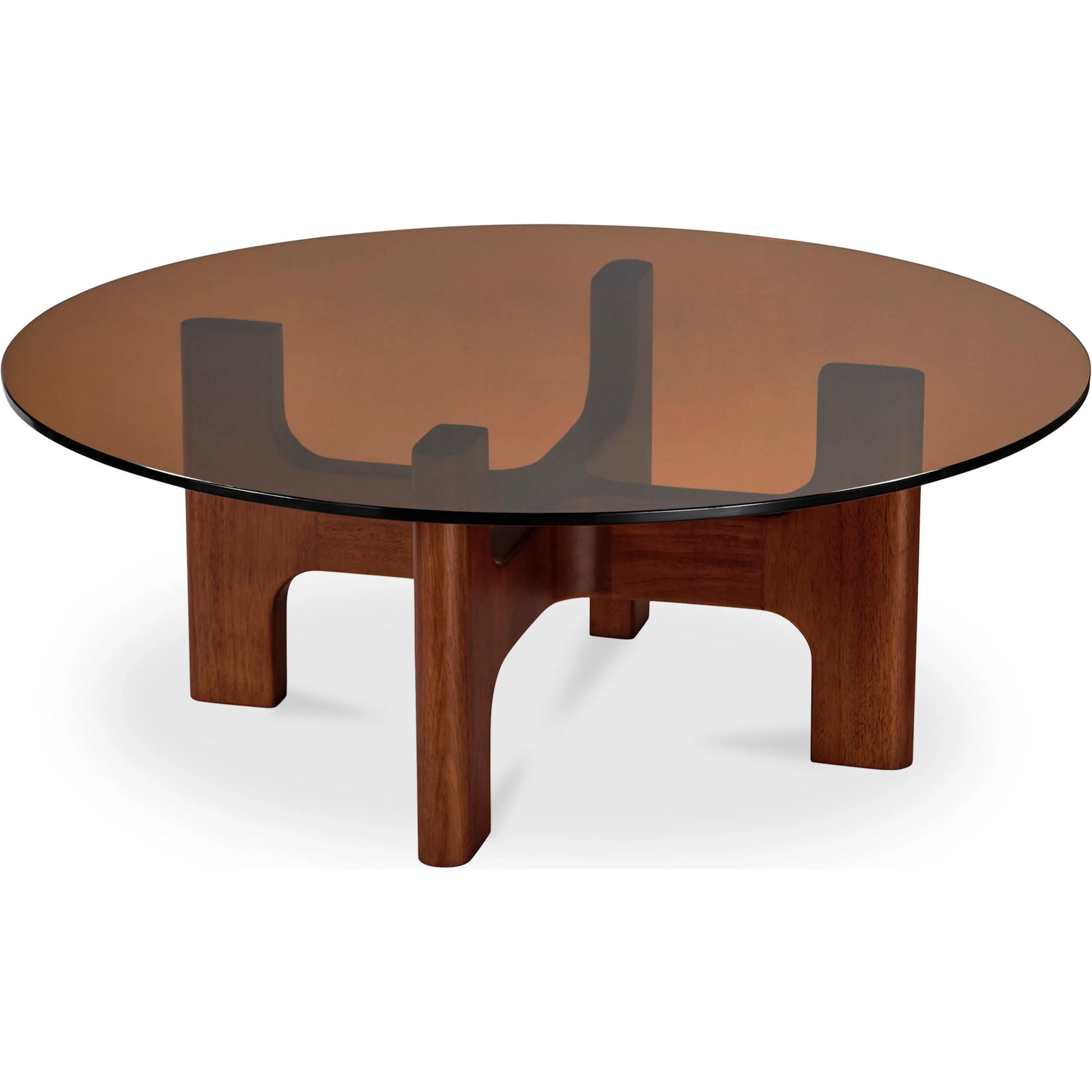 Luke Coffee Table by Moe's Home Collection in light brown. Made from 12mm amber tempered glass, rubber wood legs in a modern style.