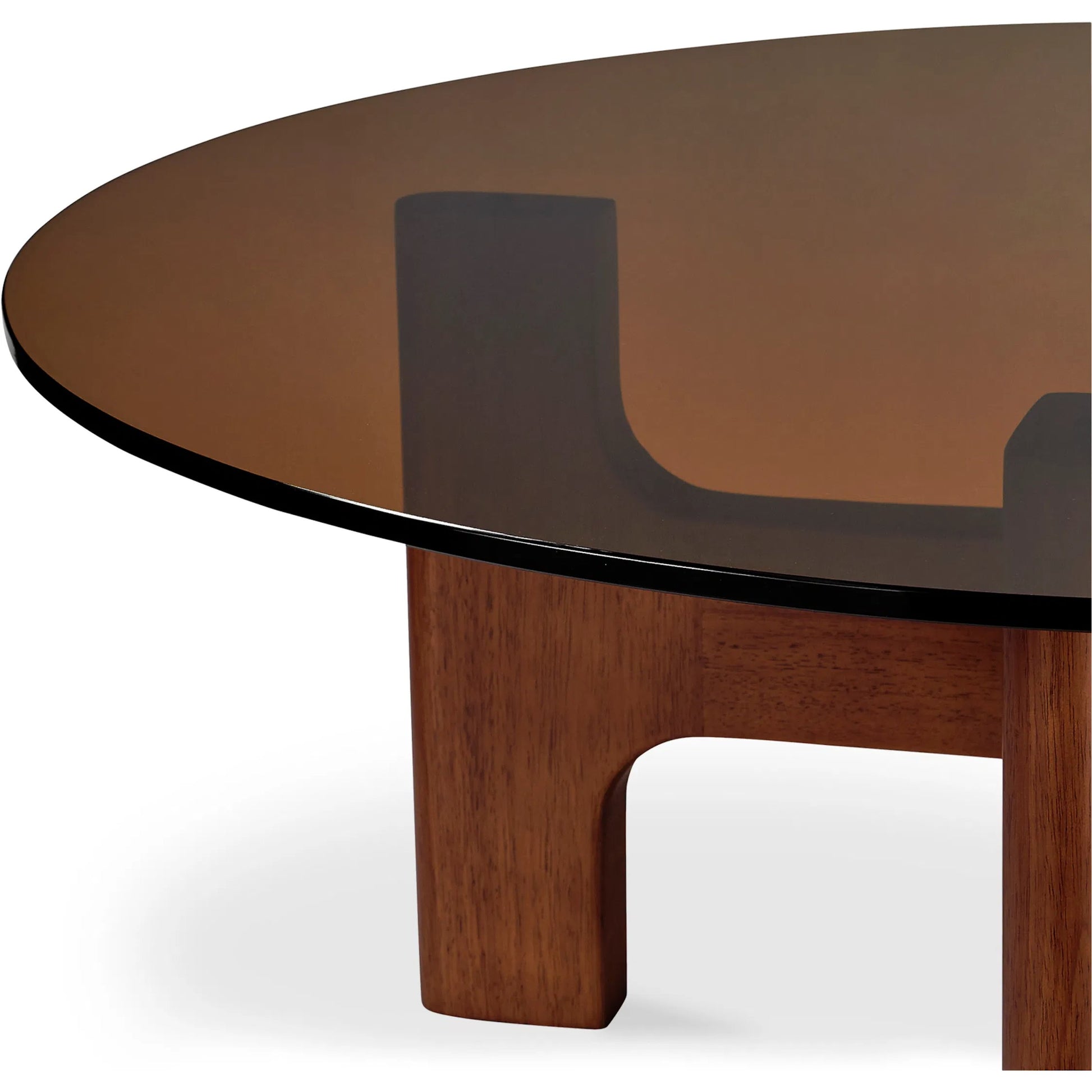 Luke Coffee Table by Moe's Home Collection in light brown. Made from 12mm amber tempered glass, rubber wood legs in a modern style.