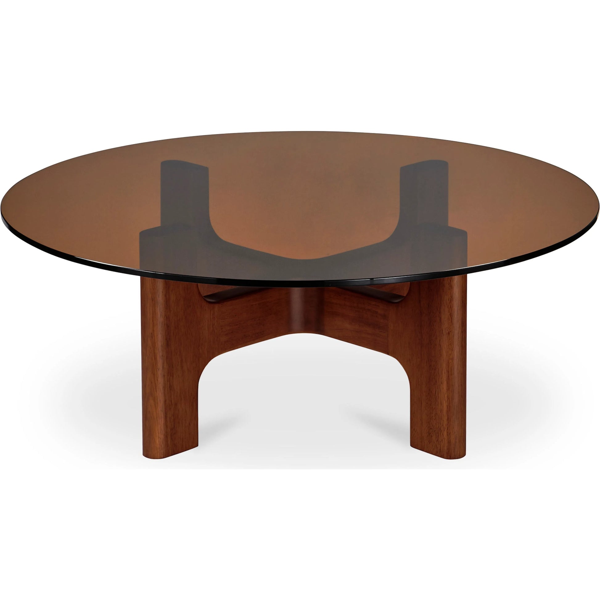 Luke Coffee Table by Moe's Home Collection in light brown. Made from 12mm amber tempered glass, rubber wood legs in a modern style.