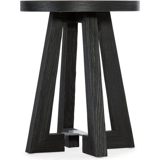 Chapman Shou Sugi Ban Side Table by Hooker Furniture in charred black. Made from pine veneers, metal in a modern style.