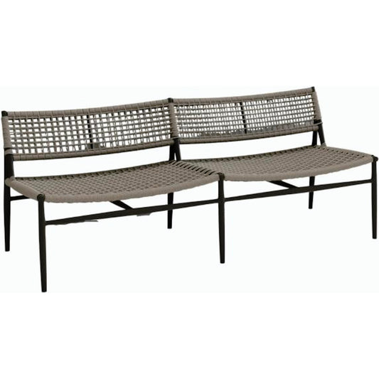 Grigio Outdoor Bench Sofa by Sunset West in graphite. Made from olefin rope in a coastal style.