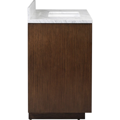 Morombe 36" Marble Vanity with Undermount Sink by Currey and Company in cocoa, white. Made from oak solids, veneers, carrara marble, vitreous china in a unique style.