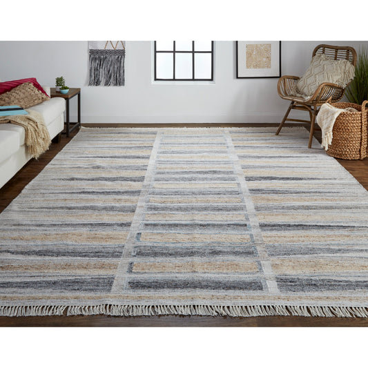 Beckett Moroccan Mosaic Rug - 0817F by Feizy in gray, beige. Made from pet in a unique style.