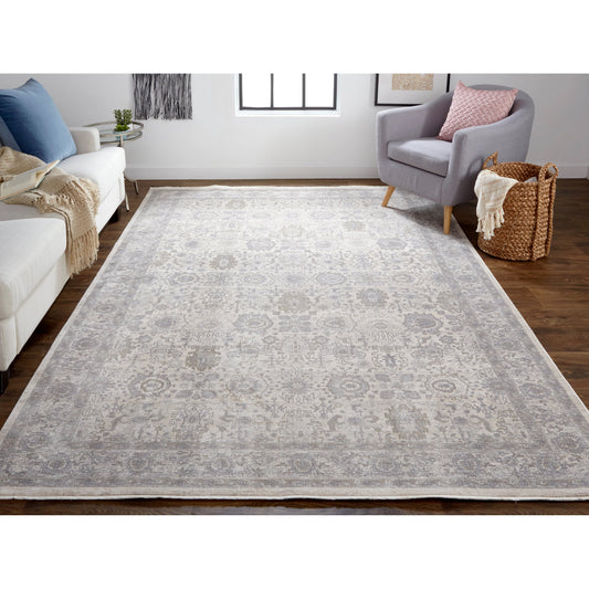 Marquette Transitional Oriental Rug - 3776F by Feizy in gray, silver, ivory. Made from polyester, acrylic in a unique style.