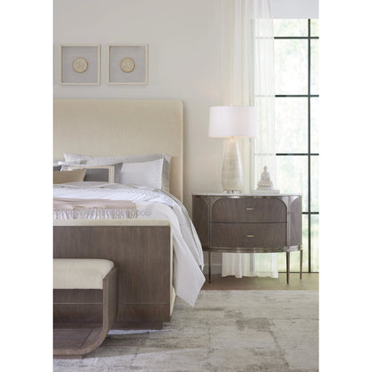 Modern Mood Two Drawer Nightstand by Hooker Furniture. Made from oak veneers, metal, marble in a modern style.