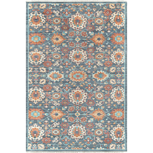 Elixir Rug - 20751 by Surya in dark green, camel, teal, cream, burgandy. Made from 100% wool in a unique style.