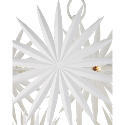 Bismarkia Chandelier by Currey and Company in gesso white. Made from wrought iron in a modern style.