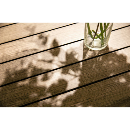 Laguna Outdoor 90"-120" Extension Dining Table by Sunset West in driftwood. Made from aluminum in a modern style.