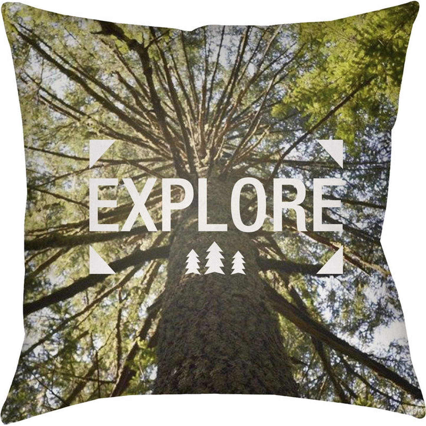 000 S-228914 | Primary Silo | Explore Indoor/Outdoor Pillow by Livabliss in green, gray, white, blue. Made from front: 100% polyester, back: 100% polyester in a modern style.