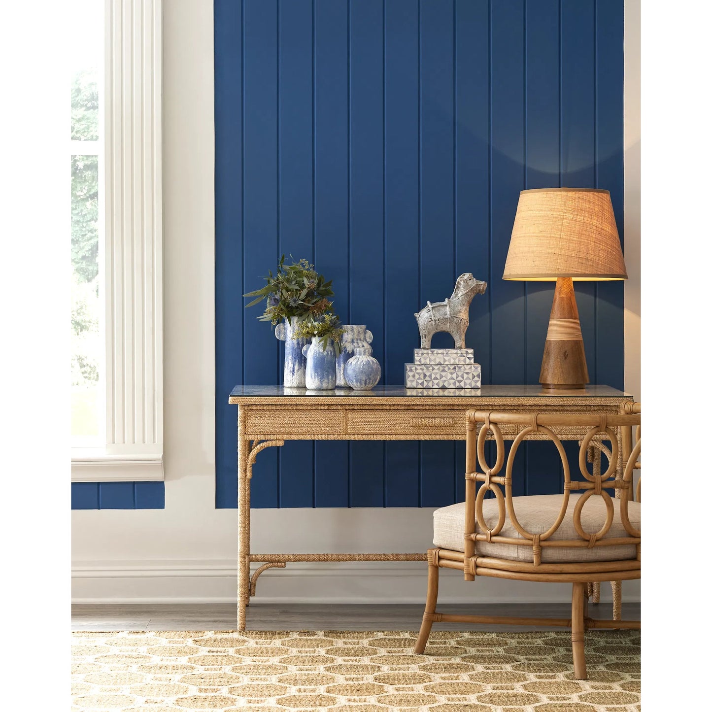 005 SI-2007838 | Lifestyle | Paros Vase Set by Currey and Company in blue, white. Made from ceramic in a modern style.