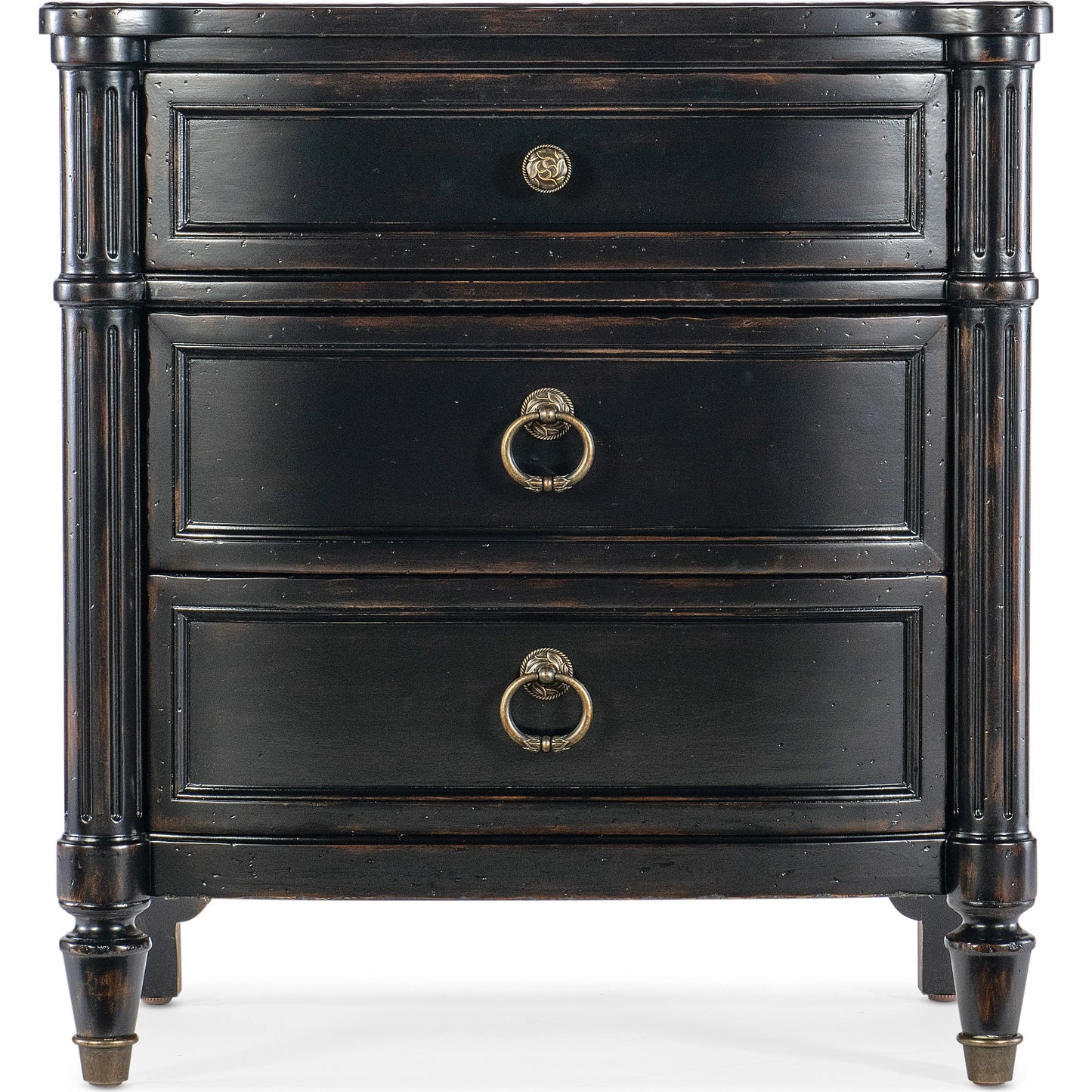 005 SI-2029030 | Additional Silo | Charleston 30" Three-Drawer Nightstand by Hooker Furniture. Made from cherry, maple veneers, metal, solid-wood edge top in a traditional style.