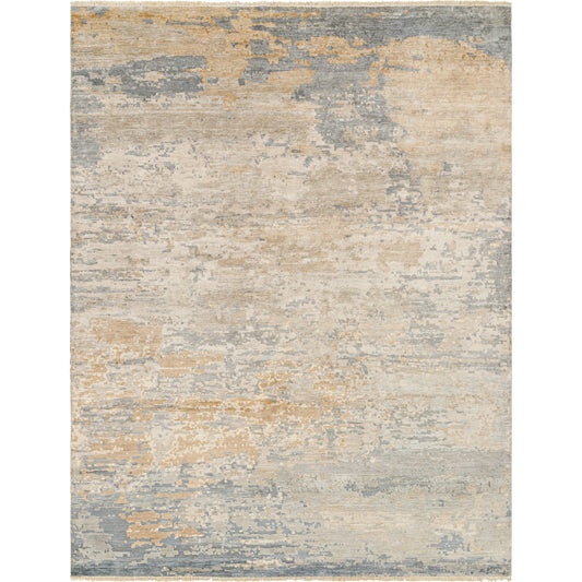 Emery Rug by Surya in gray, oatmeal, beige. Made from main: 100% silk in a traditional style.