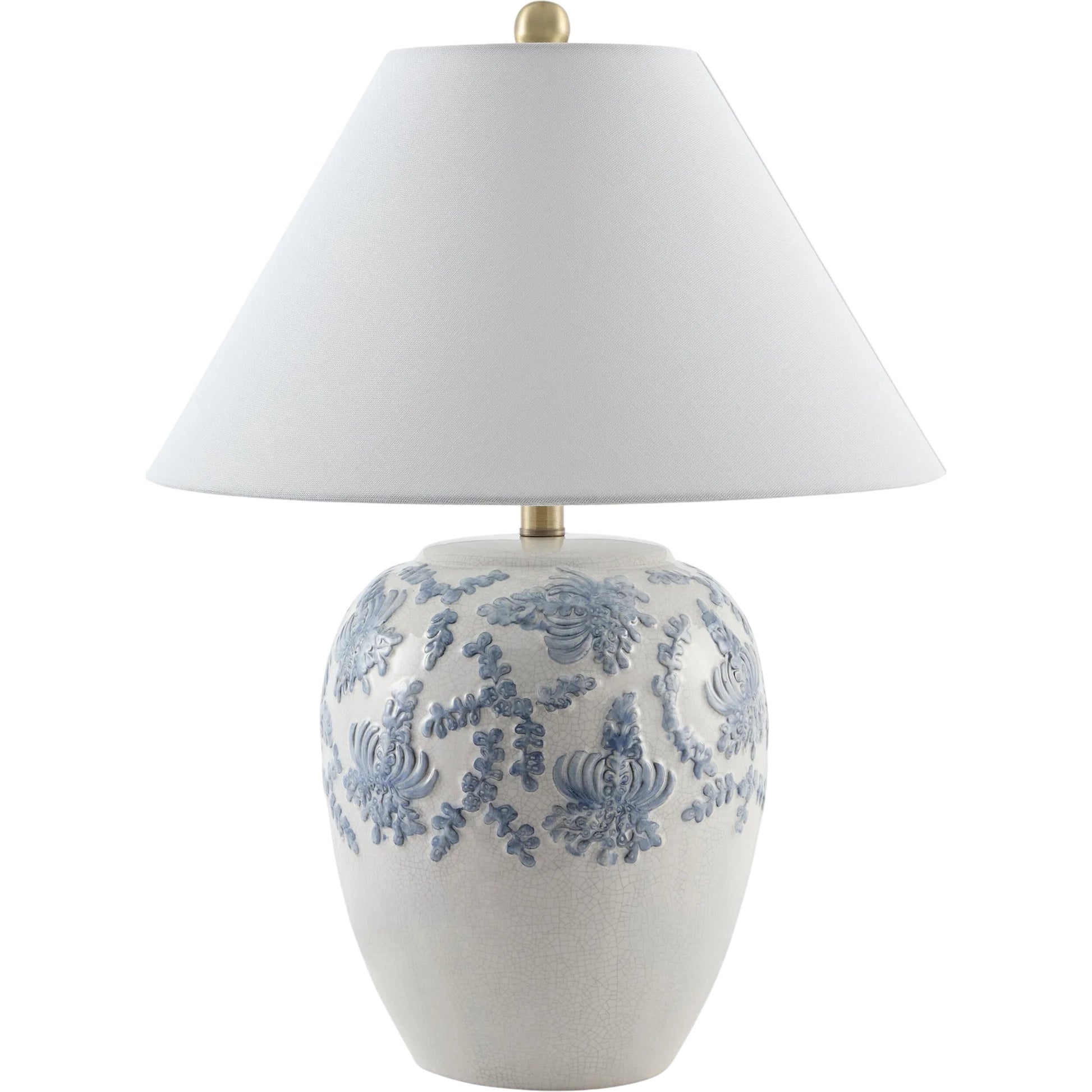 Elysora Accent Table Lamp by Livabliss in colored, electroplated. Made from ceramic, linen, polyester, iron in a unique style.