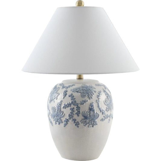 Elysora Accent Table Lamp by Livabliss in colored, electroplated. Made from ceramic, linen, polyester, iron in a unique style.