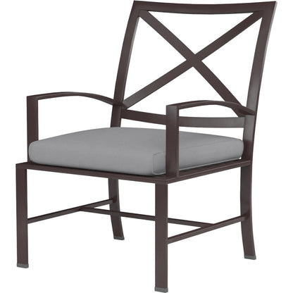 La Jolla Outdoor Dining Chair by Sunset West in browns. Made from aluminum in a modern style.