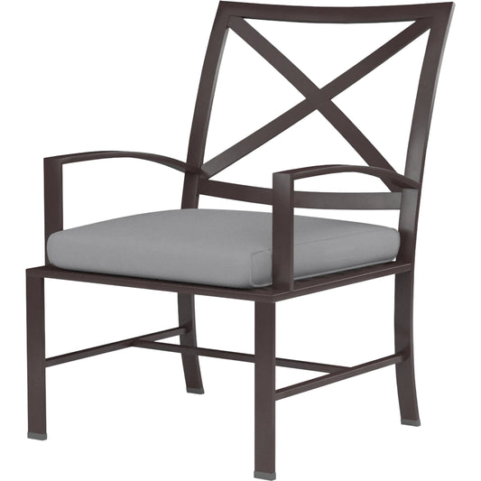 La Jolla Outdoor Dining Chair by Sunset West in browns. Made from aluminum in a modern style.