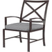 La Jolla Outdoor Dining Chair by Sunset West in browns. Made from aluminum in a modern style.