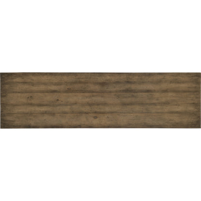 Sundance Dresser by Hooker Furniture in cliffside. Made from pecan veneers, cedar, felt panel, jewelry tray, self-closing undermount drawer guides, solid-wood edge top in a traditional style.