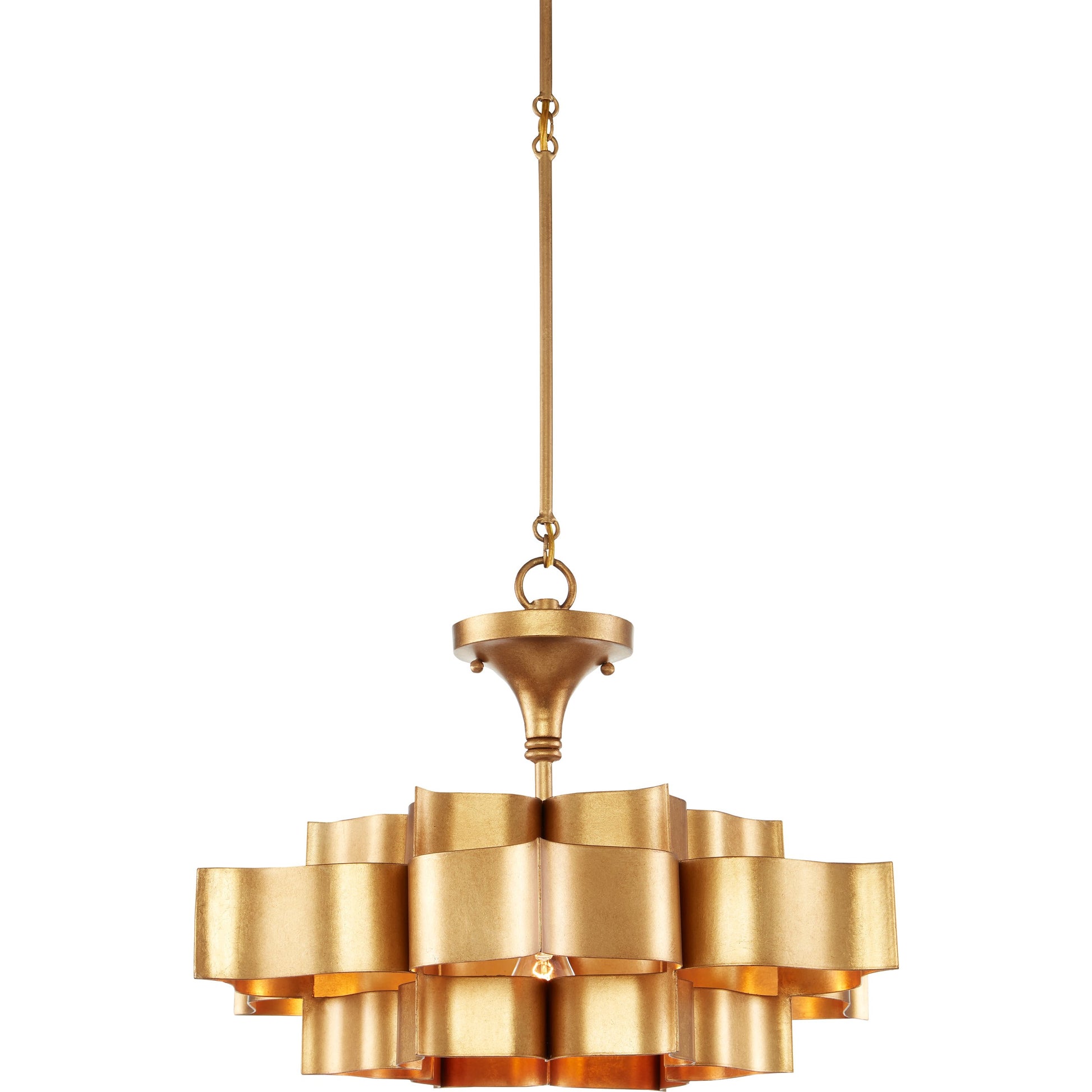 Grand Lotus Pendant/Semi-Flush Mount by Currey and Company. Made from wrought iron in a modern style.