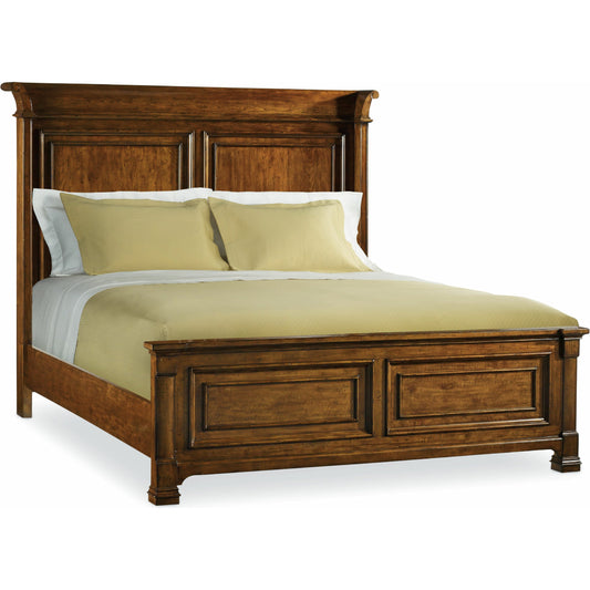 Tynecastle Panel Bed by Hooker Furniture in chestnut. Made from alder veneers in a traditional style.