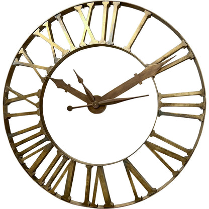Asher Iron Clock by Zentique in distressed gold. Made from iron in a traditional style.