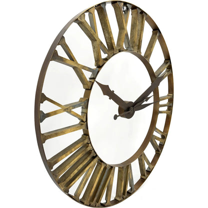 Asher Iron Clock by Zentique in distressed gold. Made from iron in a traditional style.