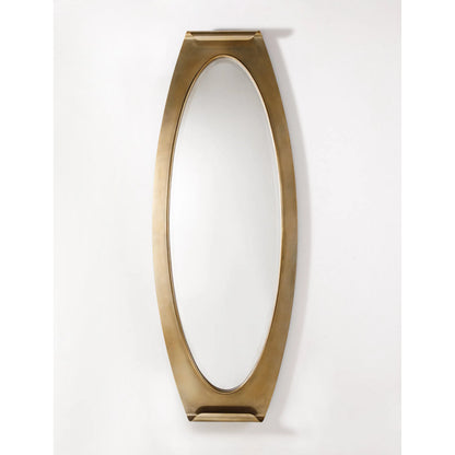 Aurelia Grand Oval Metal Beveled Mirror by Zentique in distressed gold and distressed gold. Made from iron, mirror, mdf in a unique style.