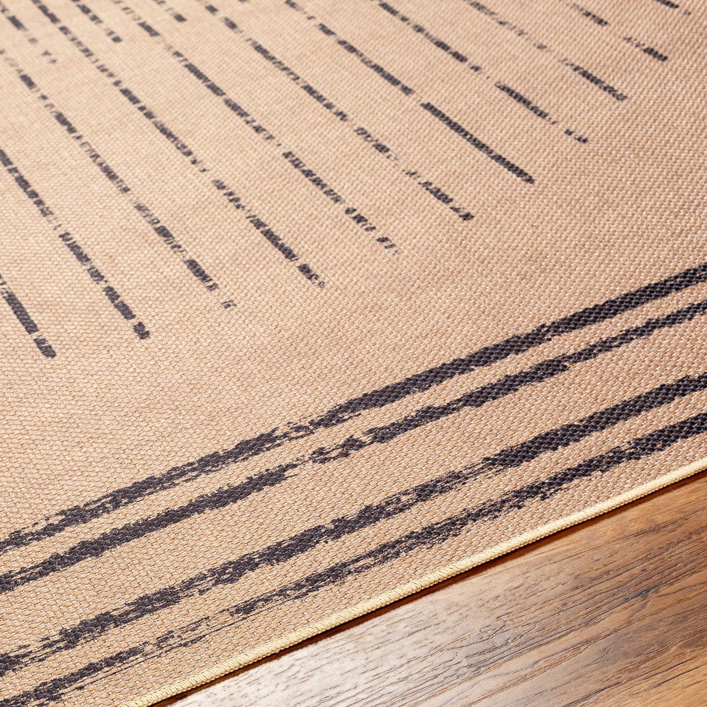 004 SI-1948015,SI-1948016 | Closeup | Ez Jute EZT-2301 Rug by Livabliss in light brown, black, beige. Made from main: 100% recycled material in a unique style.