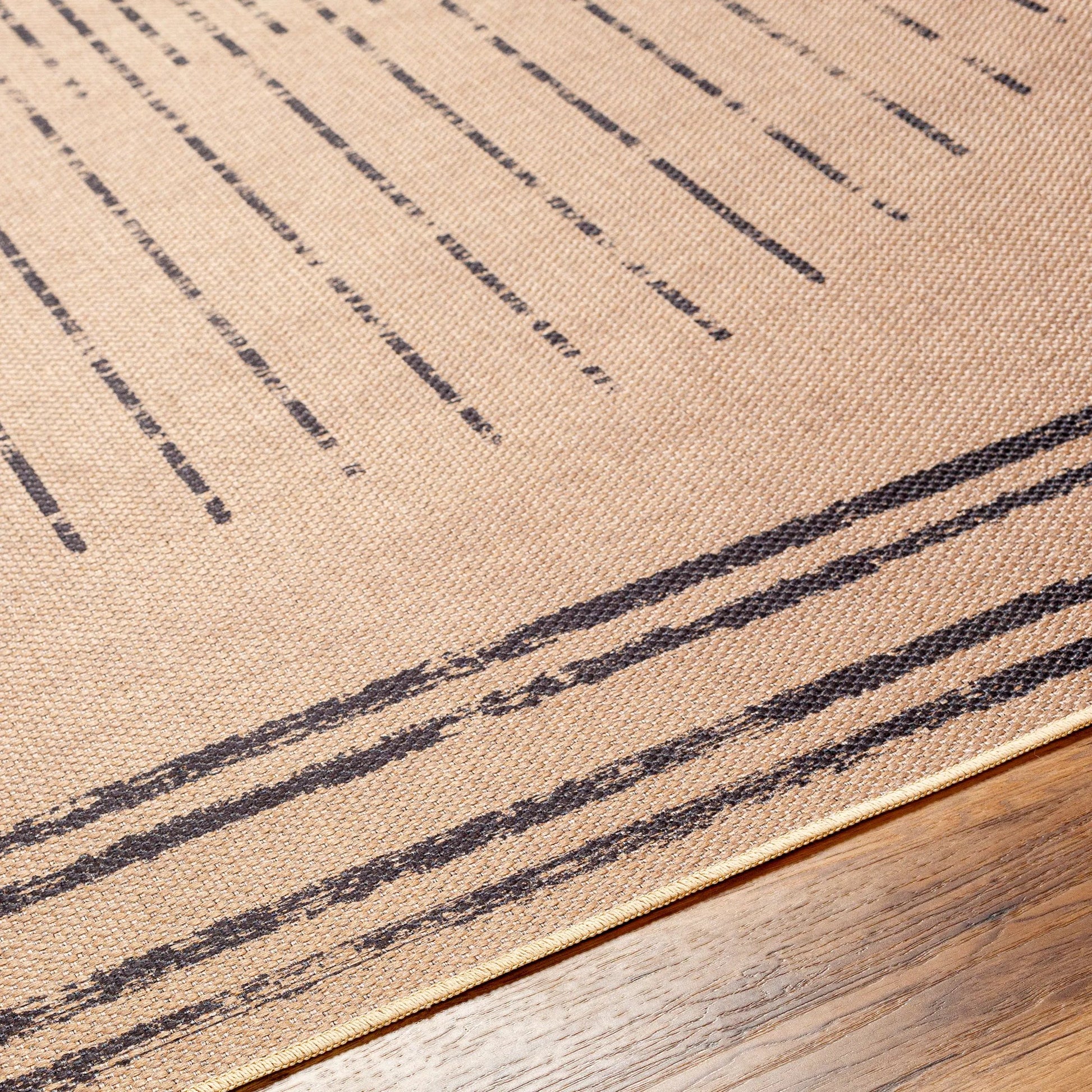 Ez Jute EZT-2301 Rug by Livabliss in light brown, black, beige. Made from main: 100% recycled material in a unique style.
