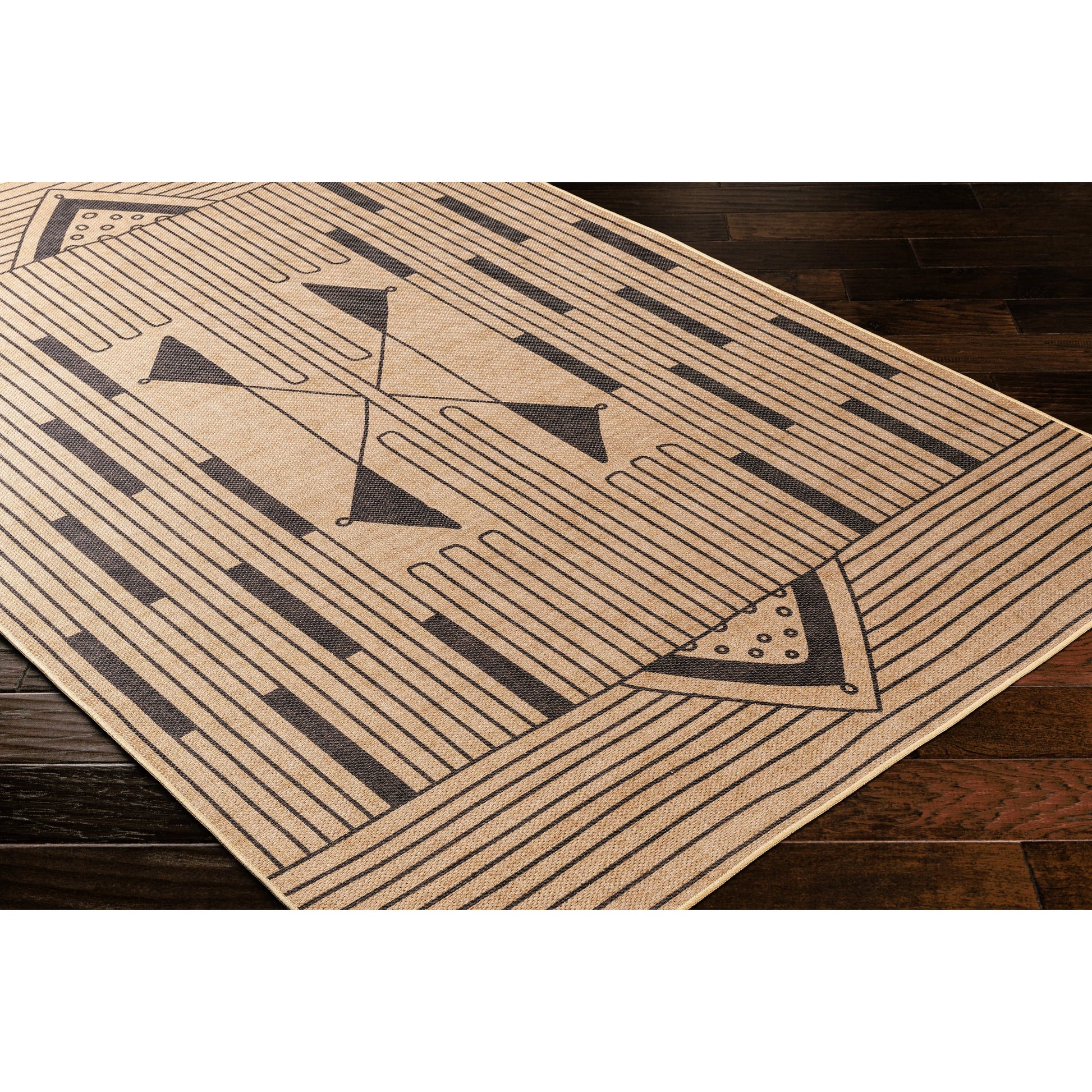 Ez Jute EZT-2302 Rug by Livabliss in light brown, black, beige. Made from main: 100% recycled material in a unique style.