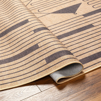 Ez Jute EZT-2302 Rug by Livabliss in light brown, black, beige. Made from main: 100% recycled material in a unique style.