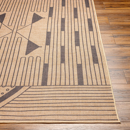 Ez Jute EZT-2302 Rug by Livabliss in light brown, black, beige. Made from main: 100% recycled material in a unique style.