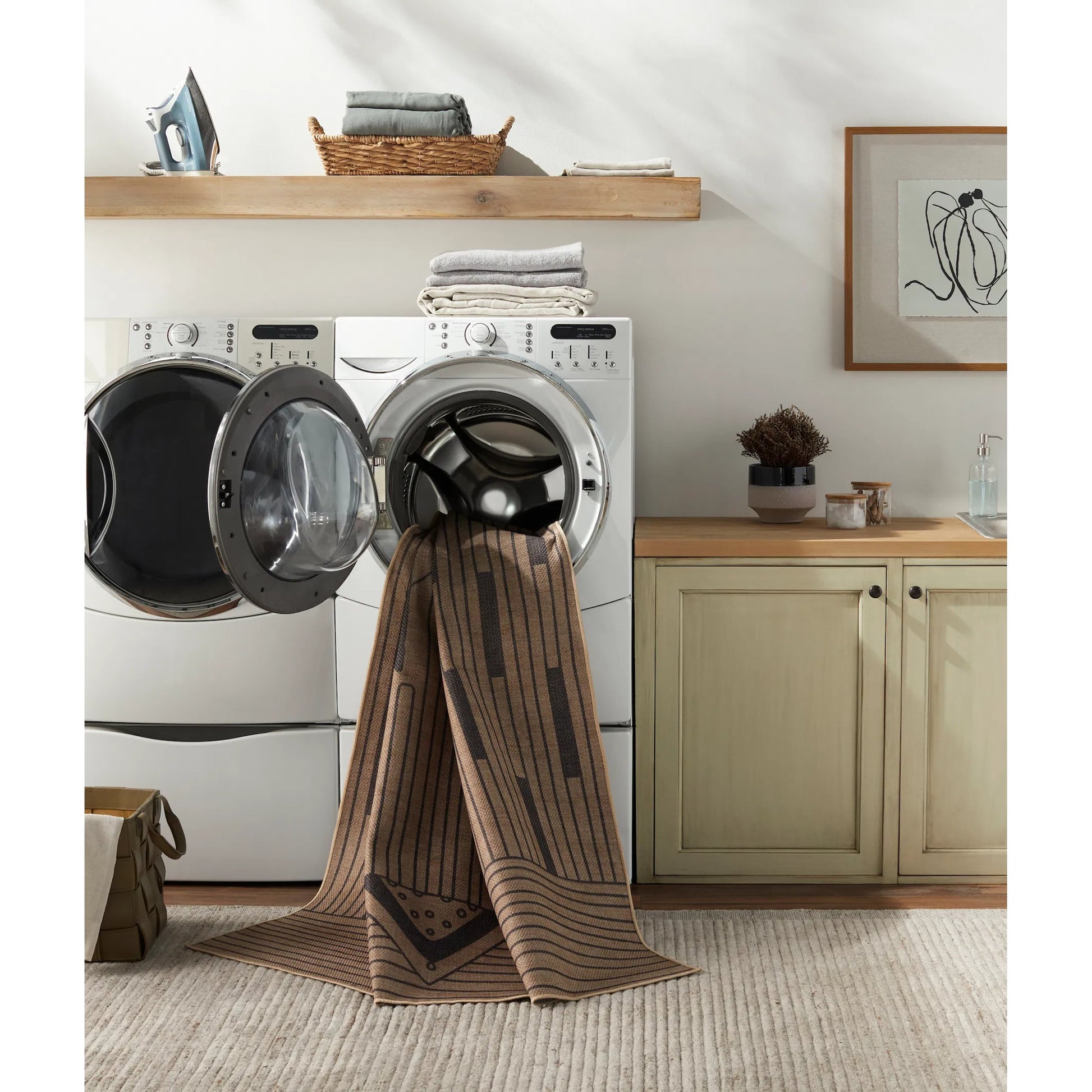 Ez Jute EZT-2302 Rug by Livabliss in light brown, black, beige. Made from main: 100% recycled material in a unique style.