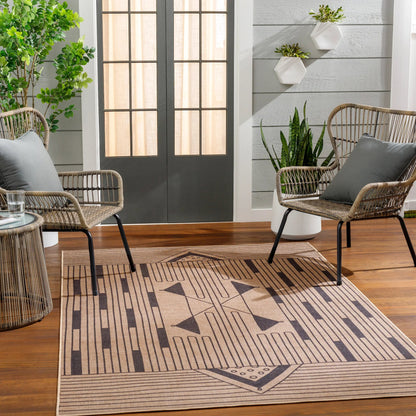 Ez Jute EZT-2302 Rug by Livabliss in light brown, black, beige. Made from main: 100% recycled material in a unique style.