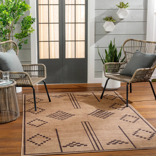 Ez Jute Rug - 32823 by Livabliss in light brown, black, beige. Made from main: 100% recycled material in a unique style.