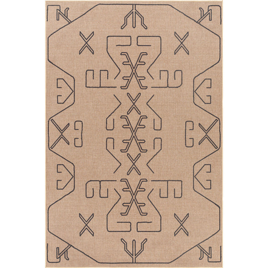 Ez Jute EZT-2306 Rug by Livabliss in light brown, black, beige. Made from main: 100% recycled material in a unique style.