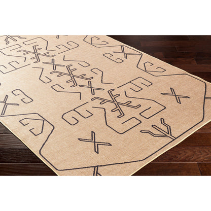 Ez Jute EZT-2306 Rug by Livabliss in light brown, black, beige. Made from main: 100% recycled material in a unique style.