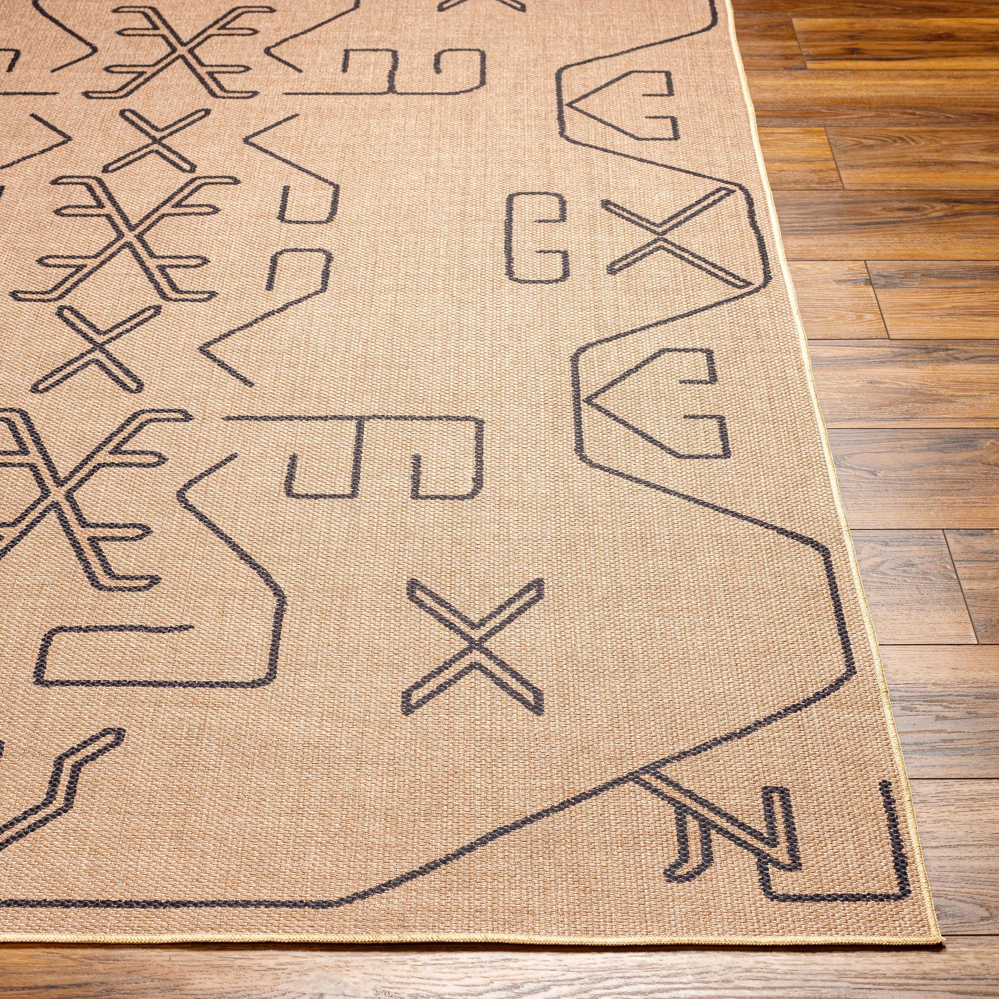 Ez Jute EZT-2306 Rug by Livabliss in light brown, black, beige. Made from main: 100% recycled material in a unique style.