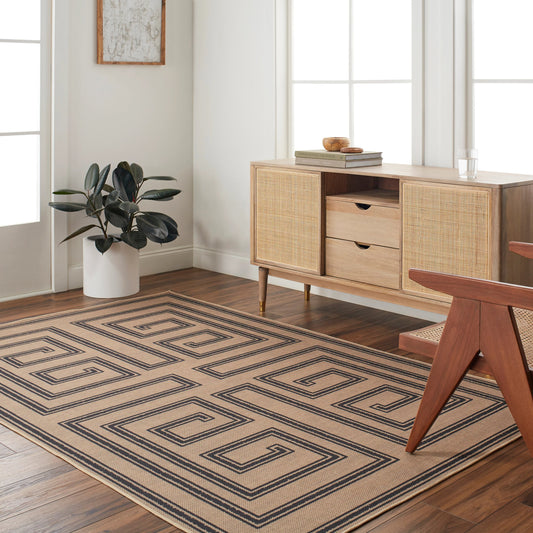 Ez Jute Rug - 32827 by Livabliss in light brown, black, beige. Made from main: 100% recycled material in a unique style.