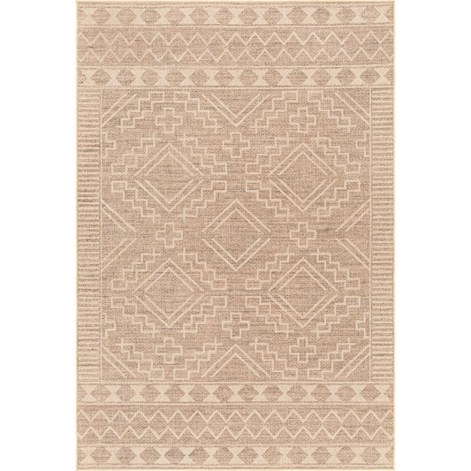 Ez Jute Rug1111 by Livabliss in light brown, black, beige. Made from main: 100% recycled material in a traditional style.
