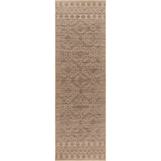 Ez Jute Rug1111 by Livabliss in light brown, black, beige. Made from main: 100% recycled material in a traditional style.