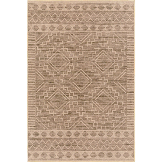 Ez Jute Rug1111 by Livabliss in light brown, black, beige. Made from main: 100% recycled material in a traditional style.