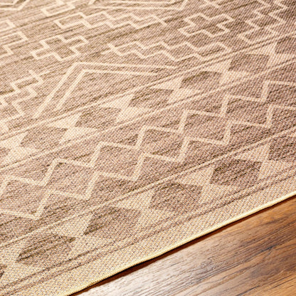Ez Jute Rug1111 by Livabliss in light brown, black, beige. Made from main: 100% recycled material in a traditional style.