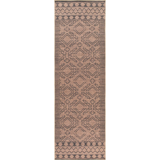 Ez Jute Rug1111 by Livabliss in light brown, black, beige. Made from main: 100% recycled material in a traditional style.