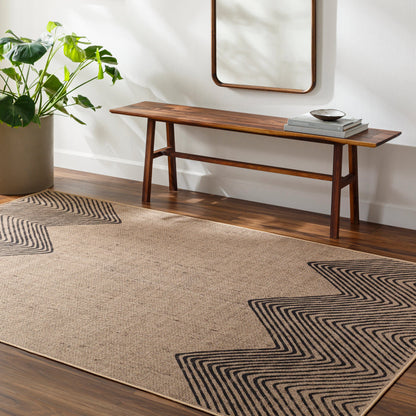 Ez Jute EZT-2314 Rug by Livabliss in light brown, black, beige. Made from main: 100% recycled material in a unique style.