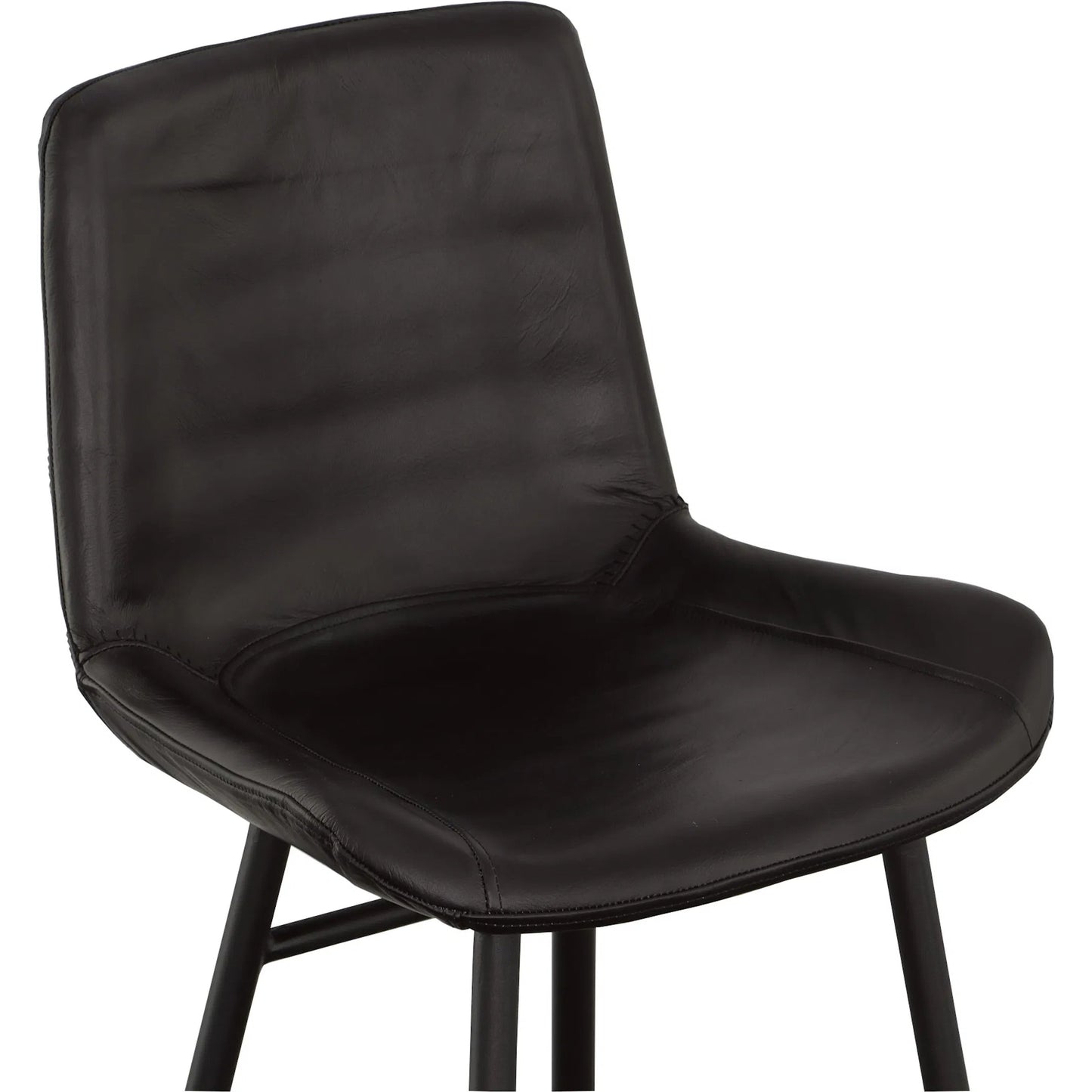 004 SI-2635988 | Closeup | Nadia Leather Bar Stool by Fairfield Chair in black and matte black. Made from metal, leather in a unique style.