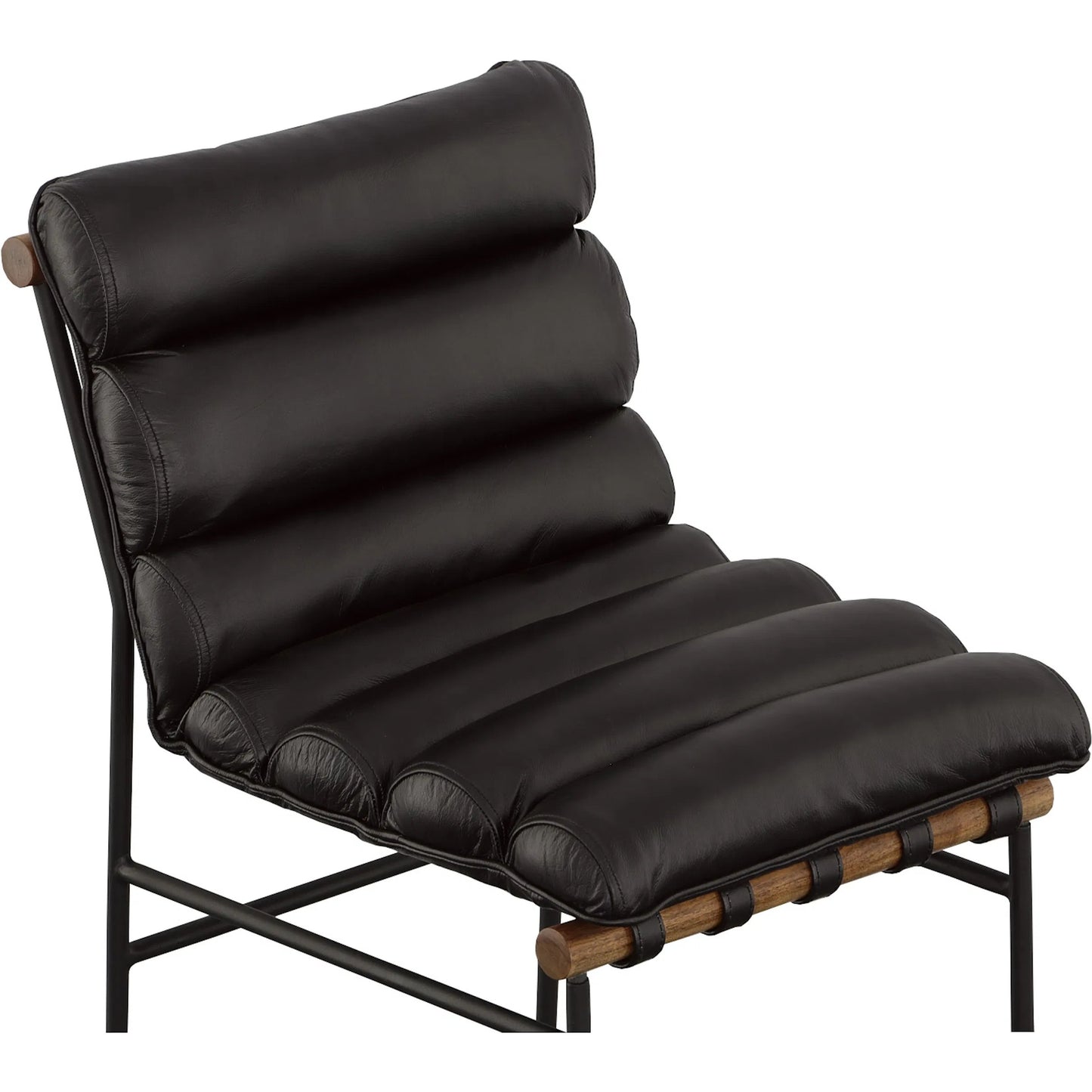 004 SI-2635990 | Closeup | Luca Counter Stool by Fairfield Chair in black and matte black. Made from metal, mango solids, leather in a unique style.