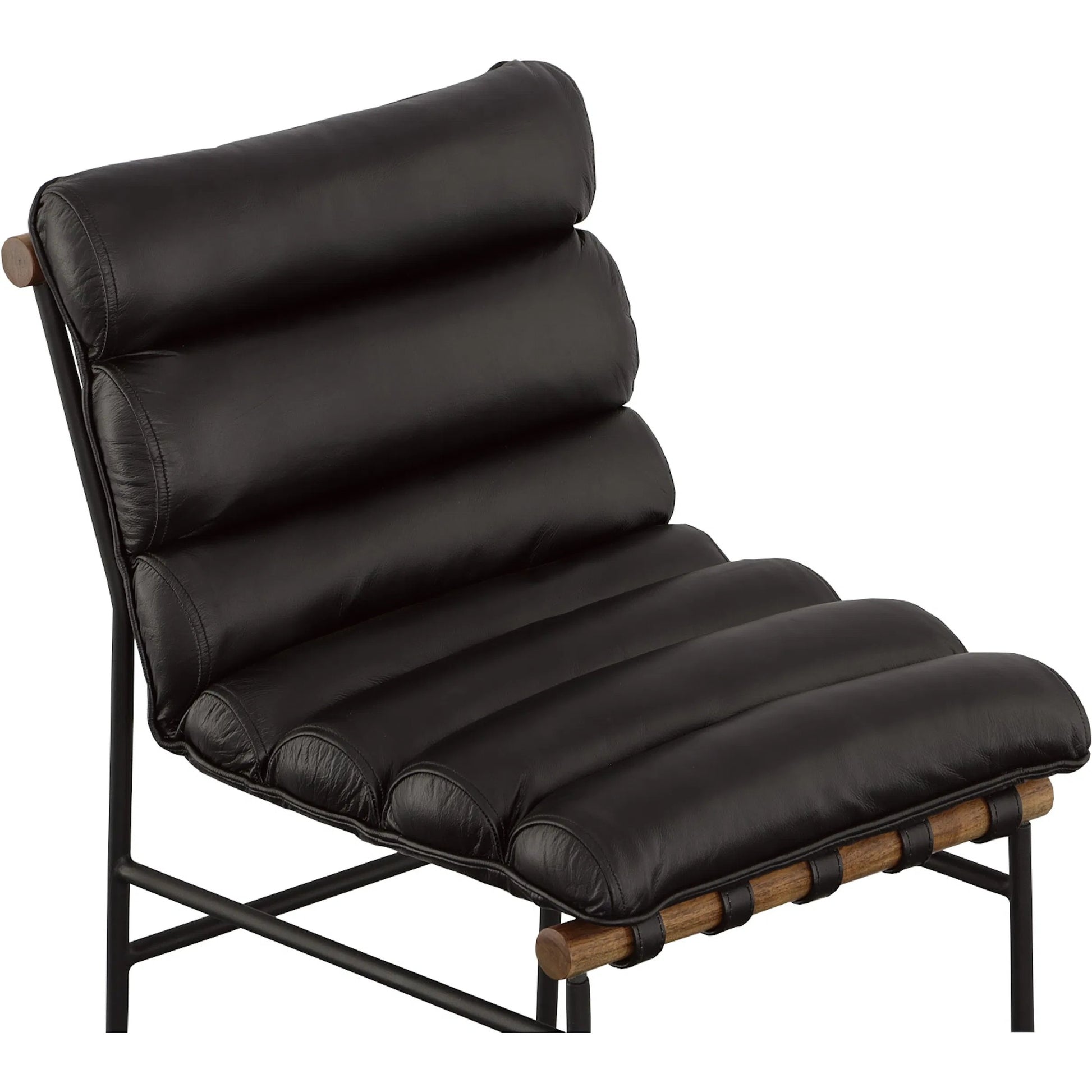 Luca Counter Stool by Fairfield Chair in black and matte black. Made from metal, mango solids, leather in a unique style.