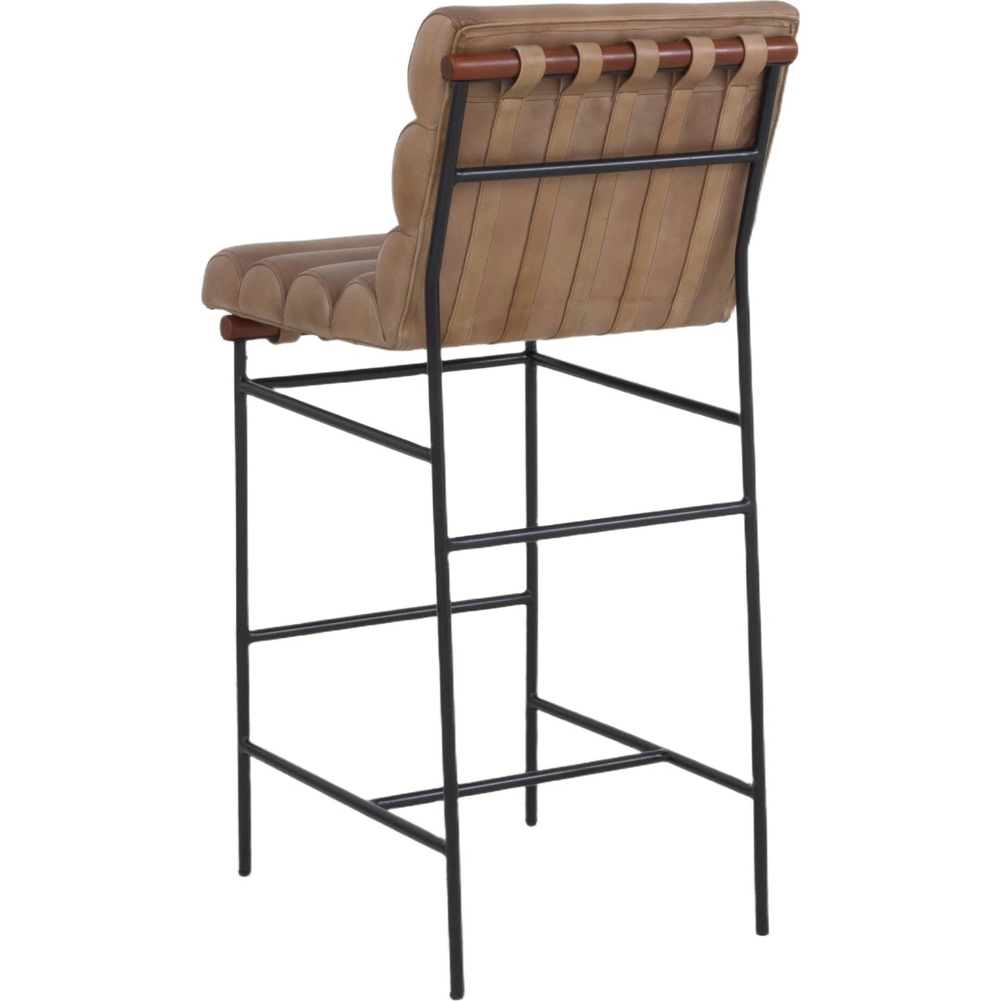 001 SI-2635989 | Additional Silo | Luca Bar Stool by Fairfield Chair in black and matte brown. Made from metal, mango solids, leather in a unique style.