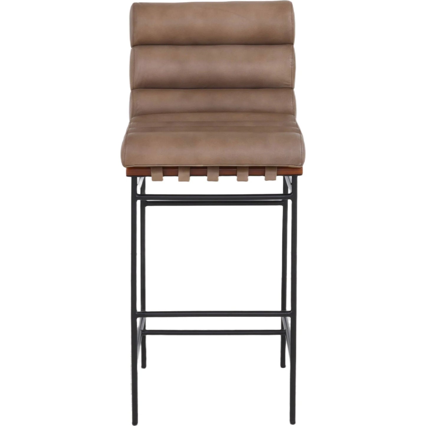002 SI-2635989 | Additional Silo | Luca Bar Stool by Fairfield Chair in black and matte brown. Made from metal, mango solids, leather in a unique style.